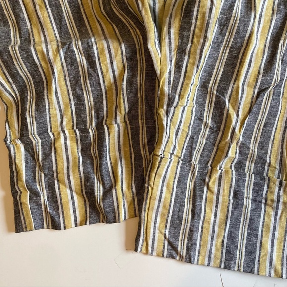 New Look Women's 100% Linen Black/Yellow Striped Wide Leg Pants w/Elastic Waist - Picture 8 of 12